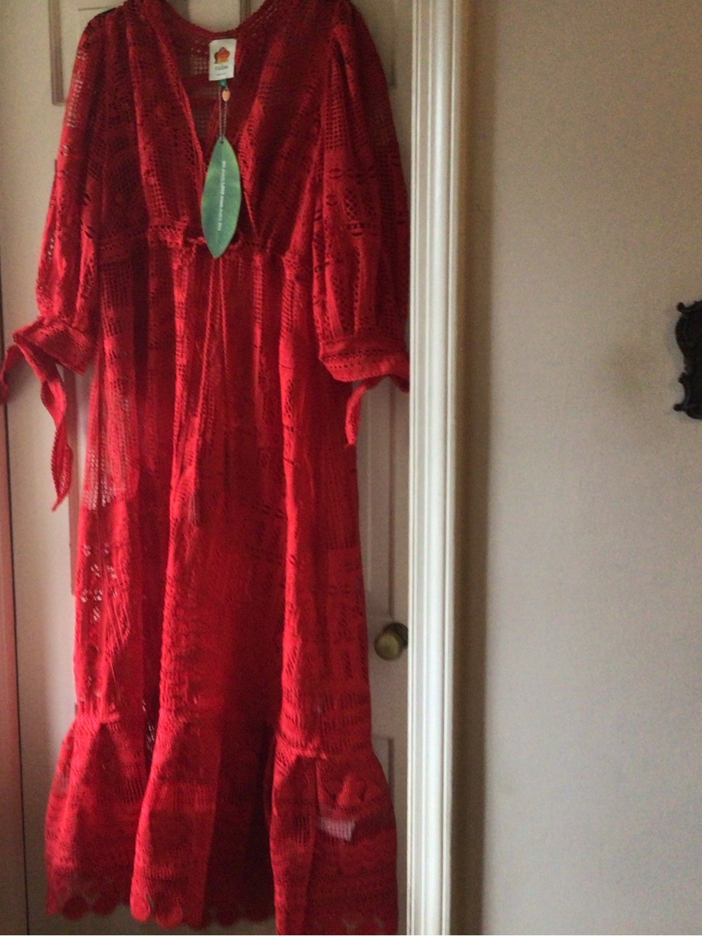 FARM Rio Red Crochet Maxi Dress